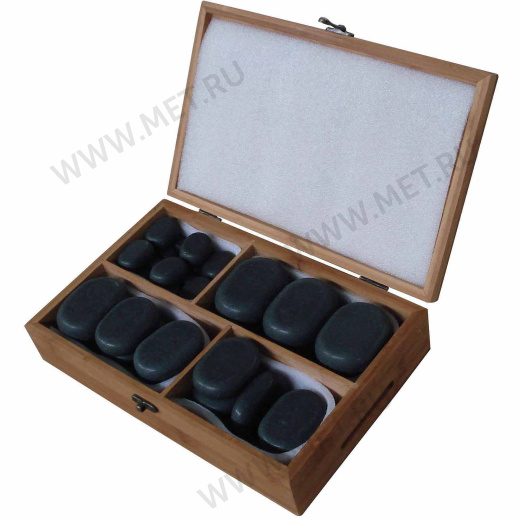 НК-1Б Набор массажных камней из базальта в коробке из бамбука (36 шт.) от производителя
