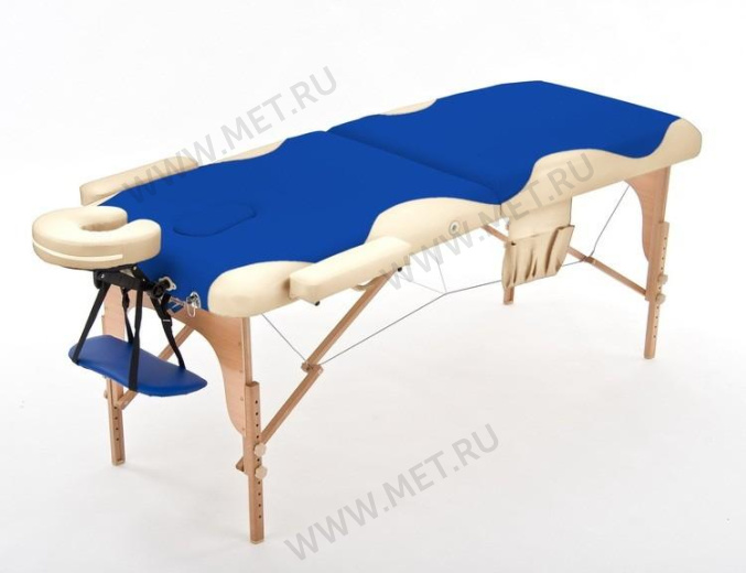 Med-Mos JF-AY 01 Складной массажный стол двухсекционный деревянный, сине-бежевый от производителя