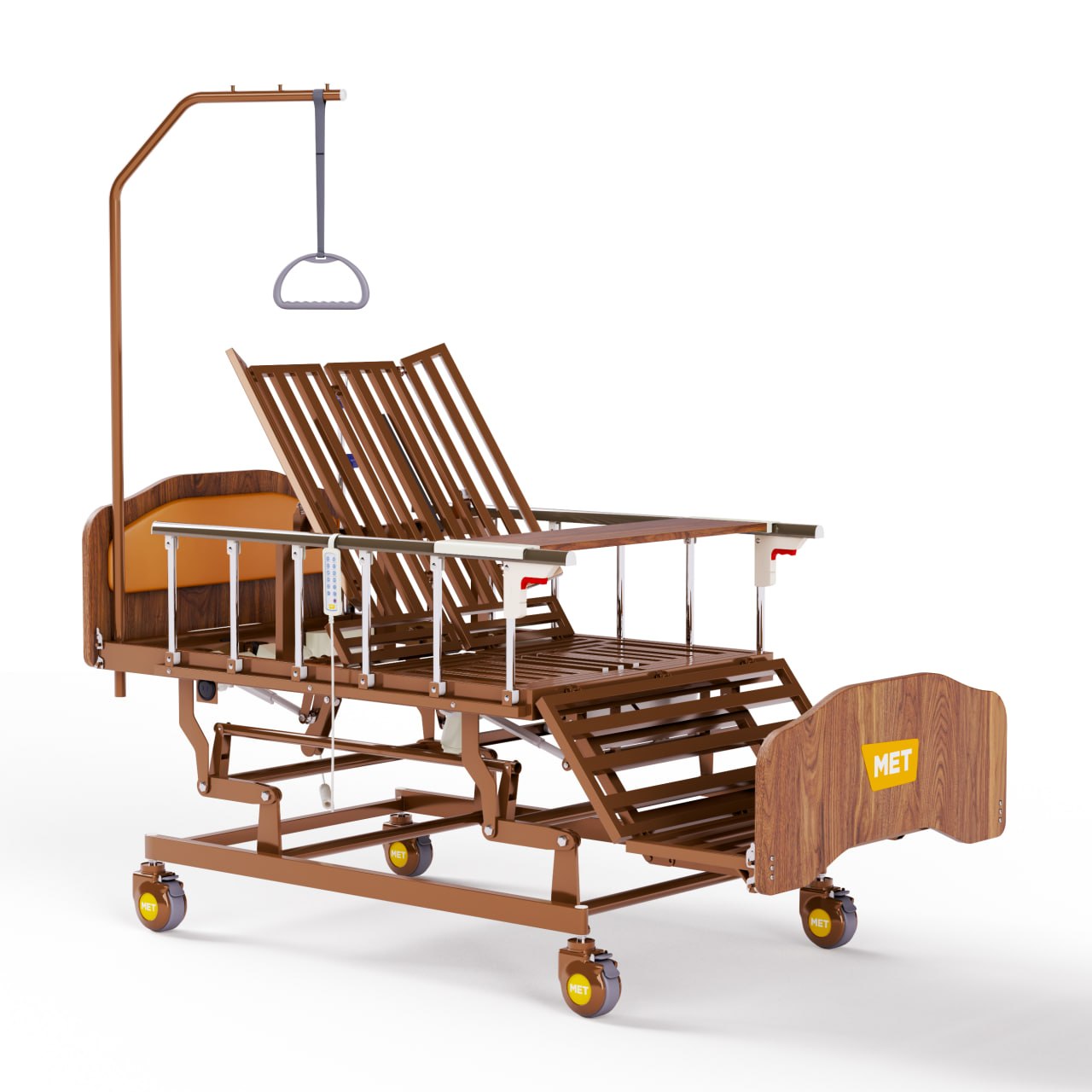 Кровать двух-функциональная медицинская, со складными боковыми ограждениями, на ножках