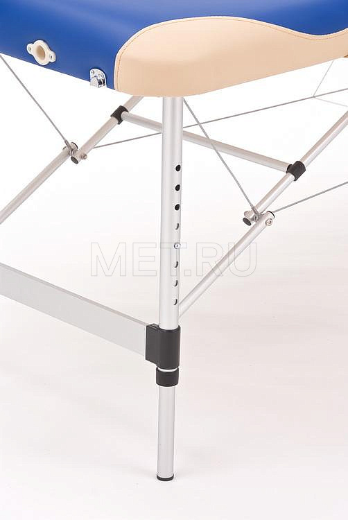 JF AL01А Стол массажный переносной двухсекционный алюминиевый, синий с бежевой волной