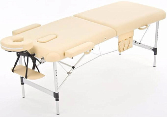 Легкий двухсекционный массажный стол на алюминиевом каркасе, кремовый