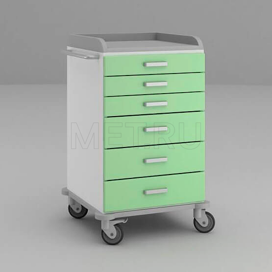 ТММ-0105 Стол анестезиолога с тремя малыми и тремя средними выдвижными ящиками от производителя