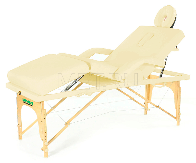 Стол массажный складной четырёхсекционный на буковом каркасе,  бежевый JF-tapered Стол массажный складной четырёхсекционный на буковом каркасе,  бежевый