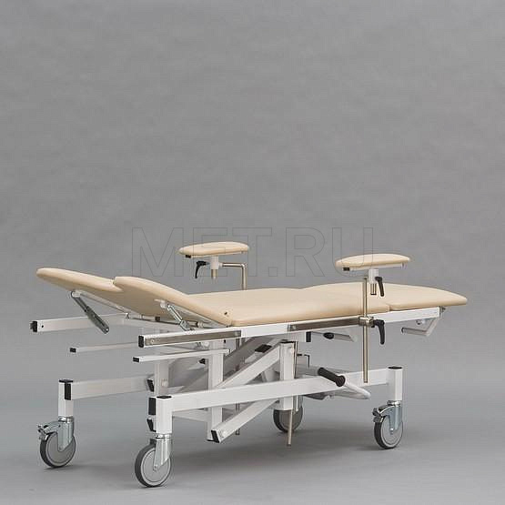 КСМПУ-07г (опоры Геппеля, подлок., поддон в компл.) Стол перевязочно/массажный на гидроприводе (бежевый)