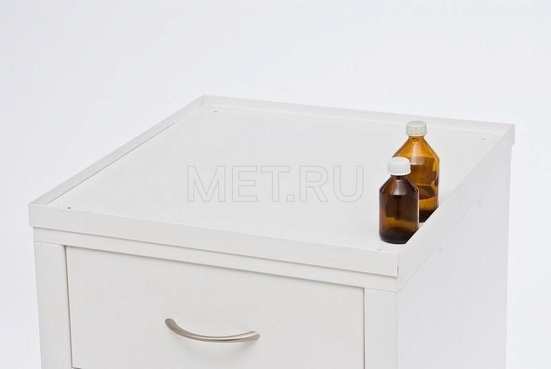ЛАМЕТ Нида-ТС.02 Металлическая прикроватная тумба медицинская с полкой для бутылок, с антибактериальной окраской МЕТ