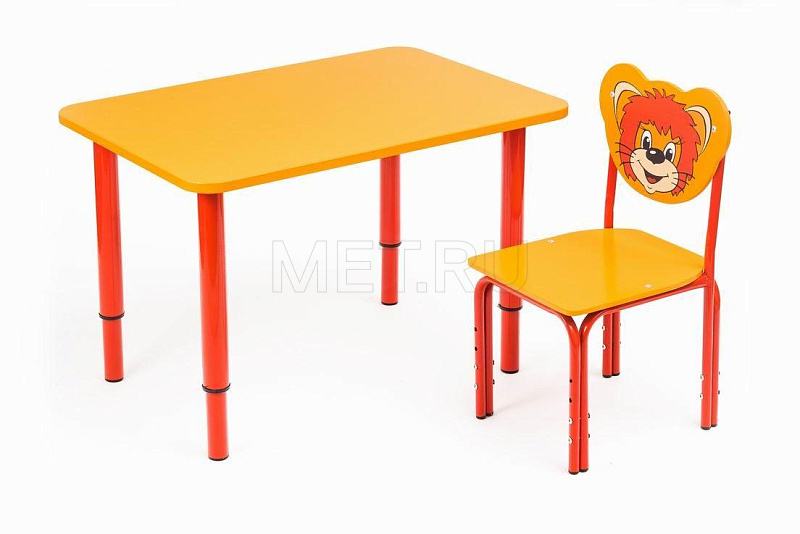 Кузя. Цвета в ассортименте Детский стол на металлокаркасе для педиатрических ЛПУ и дошкольных учреждений MET