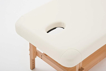 Массажный стационарный стол с рамой из бука и вырезом для лица, кремовый