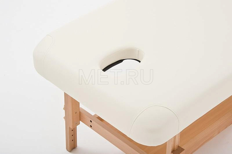 FIX-1A NEW Массажный стационарный стол с рамой из бука и вырезом для лица, кремовый MET