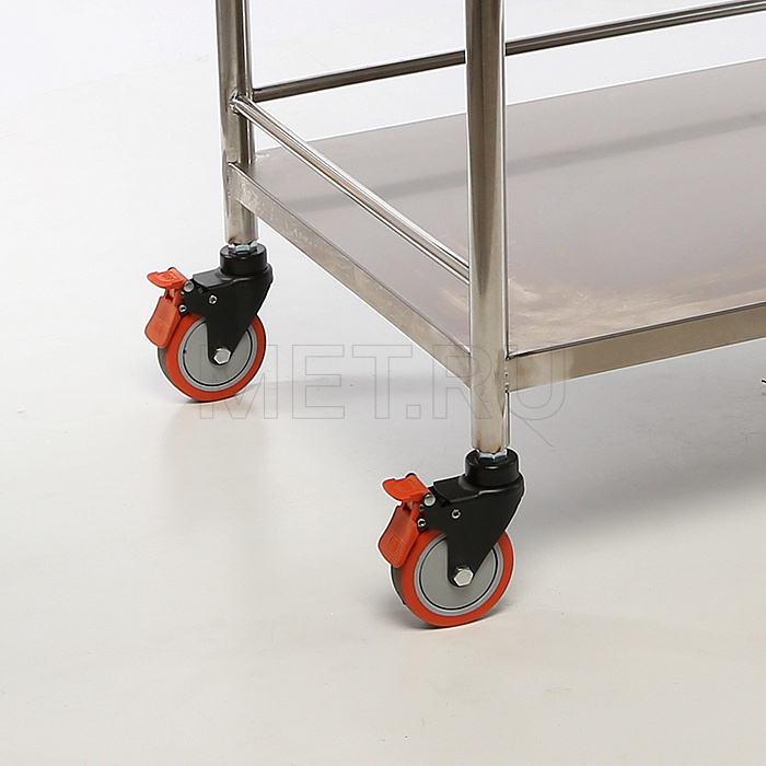 МЕТ BLQ 013 Столик манипуляционный медицинский из нерж.стали с тремя полками и выдвижным ящиком MET