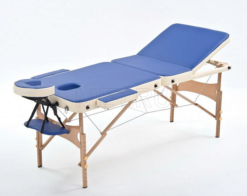 JF-AY01 Стол массажный складной деревянный трёхсекционный, сине-кремовый от производителя
