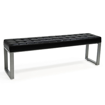 Банкетка 1500 мм (серебристый металлик / обивка черная)