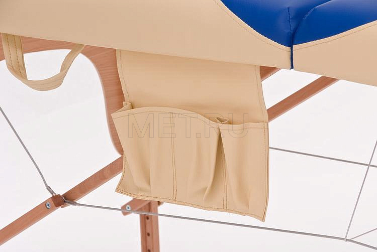 Med-Mos JF-AY 01 Складной массажный стол двухсекционный деревянный, сине-бежевый от производителя