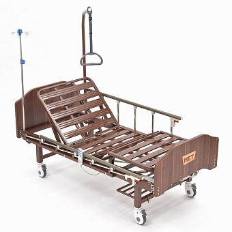 Кровать функциональная медицинская коричневая, спинки темные