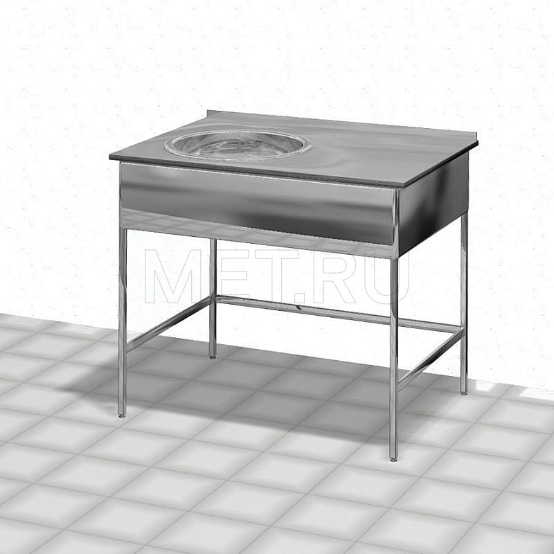 AT-BM1.11 Стол моечный с цельнотянутой накладной мойкой и отбортовкой нерж.