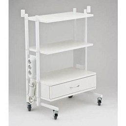 Процедурный передвижной столик из стального профиля, полки ЛДСП