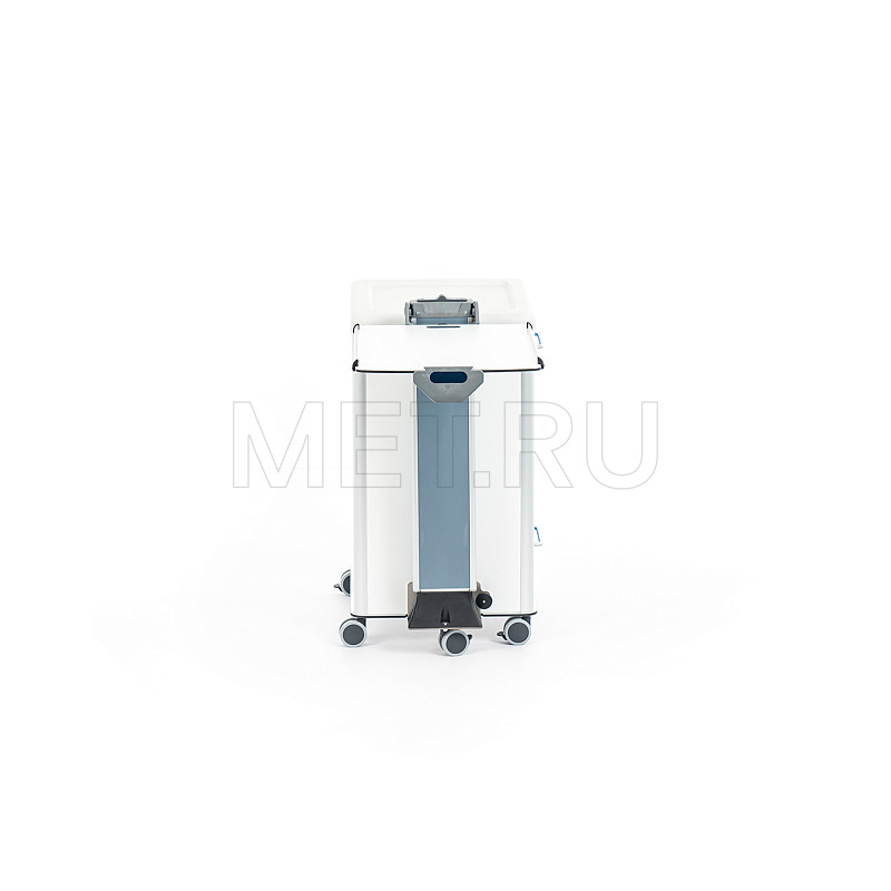 C-EY-01 Прикроватная тумба из HPL-пластика, с выдвижным поворотно-откидным столиком, фасад голубой MET