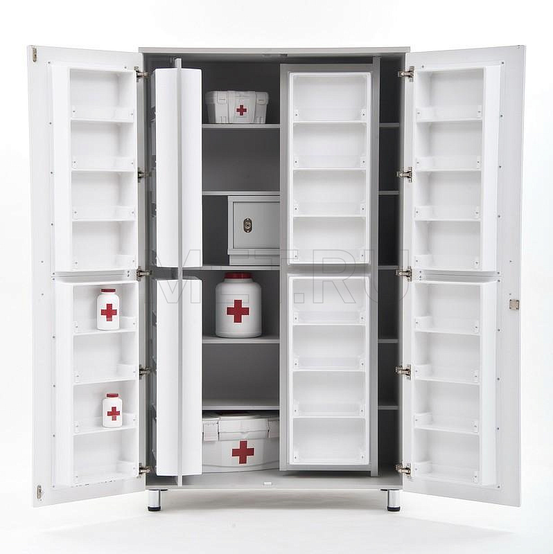 ША.02.00 (1100-650-1910) Аптечный шкаф для медикаментов с металлическим трейзером, серия "Бест" от производителя