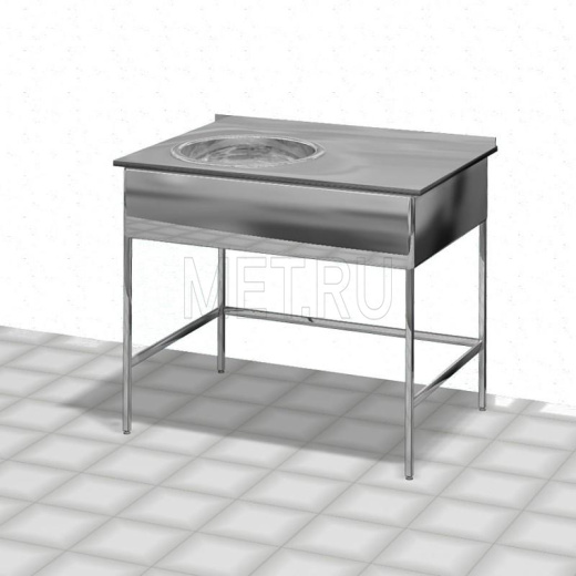 AT-BM1.2 Стол моечный с цельнотянутой накладной мойкой и отбортовкой нерж.