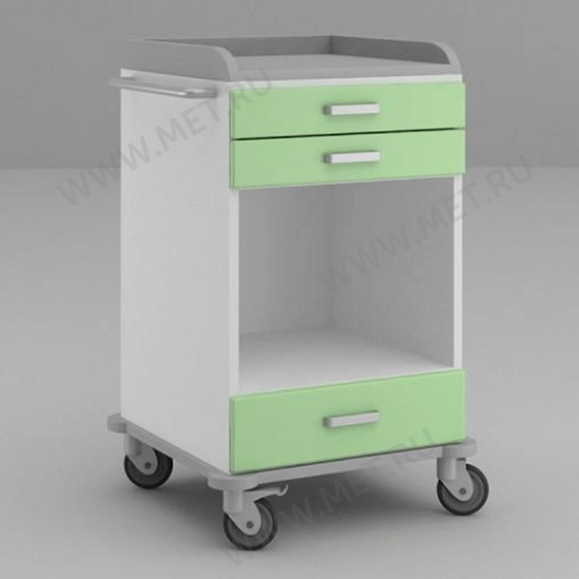 ТММ-0101 Стол анестезиолога с двумя малыми выдвижными ящиками, нишей и средним ящиком cнизу от производителя