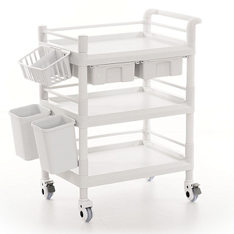 Столик манипуляционный с 3 полками и 2 ящиками