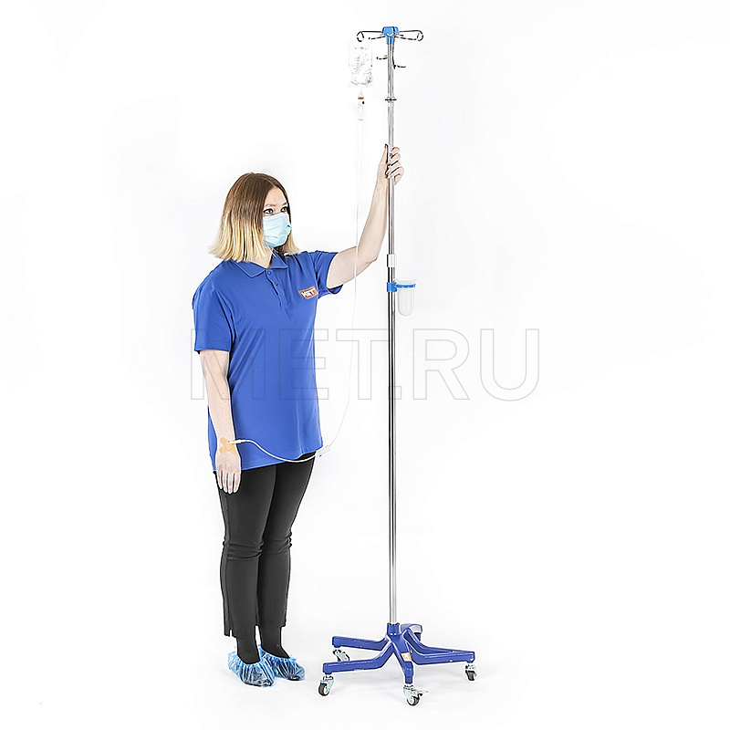 МЕТ F50 ШТАБЕЛИРУЕМАЯ инфузионная стойка-штатив комбинированная два крючка+два держателя флакона