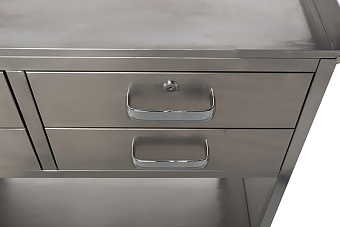 Стол анестезиолога с четырьмя ящиками и нишей, столешница закаленное стекло