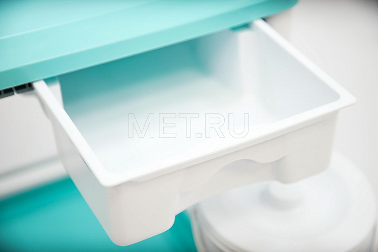 МЕТ SPY-120 (цвет "Морская волна") Пластиковый манипуляционный стол с двумя полками и двумя ящиками MET