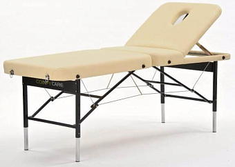 Раскладной трёхсекционный массажный стол на стальном каркасе, бежевый