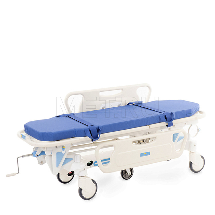 МЕТ ТВ-40 Тележка-каталка для перевозки больных с регулировкой высоты, КОЛЕСА 200мм, МАТРАС 80мм МЕТ