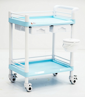 Пластиковый манипуляционный стол с двумя полками и двумя ящиками