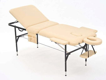 Раскладной трёхсекционный массажный стол на стальном каркасе, бежевый