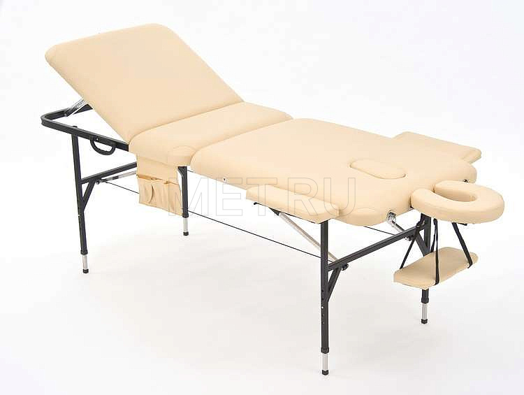 Трёхсекционная складная конструкция массажного стола JFST02 Раскладной трёхсекционный массажный стол на стальном каркасе, бежевый MET