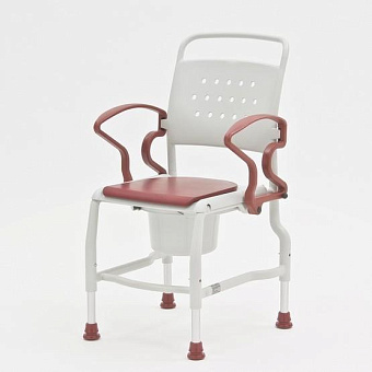 Туалетный стул с санитарным оснащением, усиленный, серый/рубин