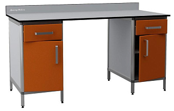 Лабораторный стол с двумя тумбами с выдвижными ящиками сверху