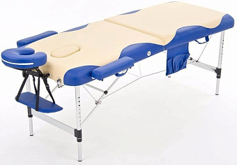 Стол массажный переносной 2-х секционный крем с синей волной