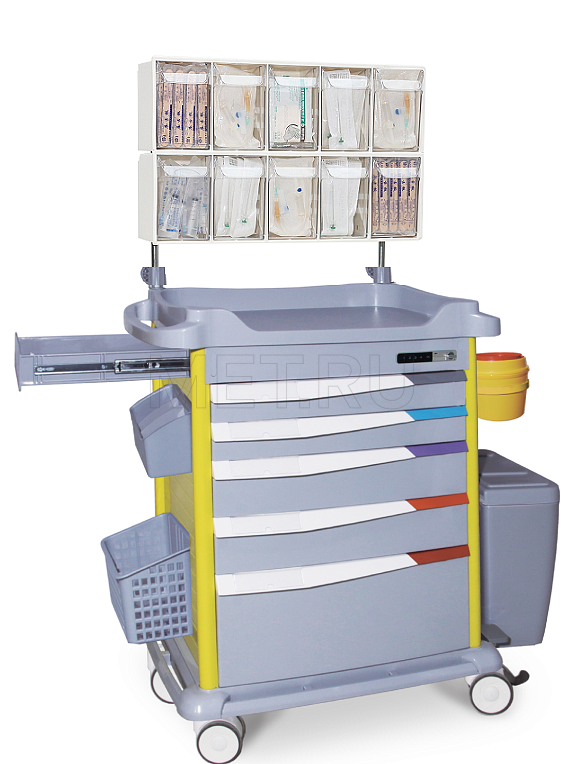 MET PSC-160 Тележка медицинская универсальная желтая с сервисным модулем
