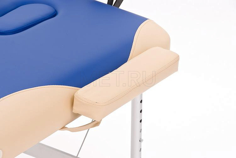JF AL01А Стол массажный переносной двухсекционный алюминиевый, синий с бежевой волной MET