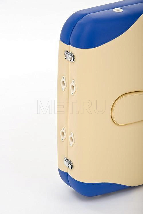 JFAL01А Стол массажный переносной 2-х секционный крем с синей волной МЕТ