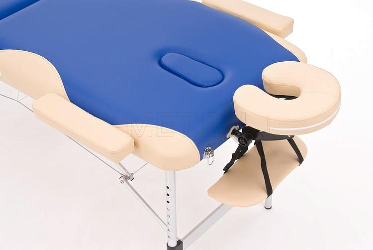 JF AL01А Стол массажный переносной двухсекционный алюминиевый, синий с бежевой волной от производителя