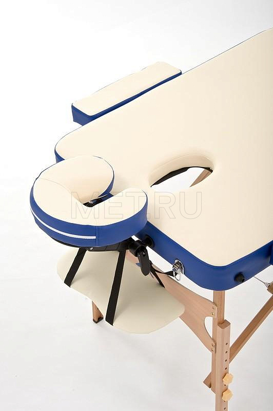 JF-AY 01 Стол массажный складной деревянный, трёхсекционный, кремово-синий МЕТ