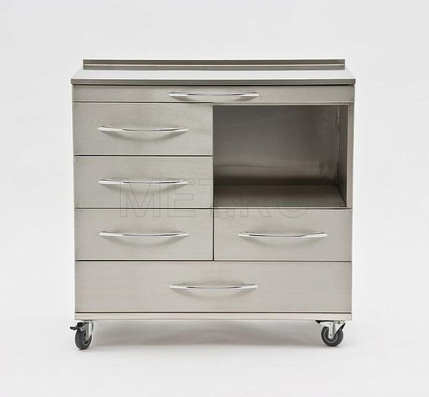 Стол анестезиолога с пятью выдвижными ящиками, без ручки для толкания МЕT-T29.1 Стол анестезиолога с пятью выдвижными ящиками, без ручки для толкания