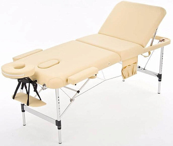 Легкий трёхсекционный алюминиевый массажный стол, бежевый
