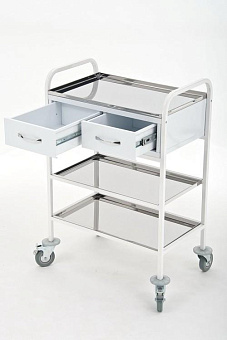 Стол манипуляционный на металлокаркасе, столешница и полки - Нерж.