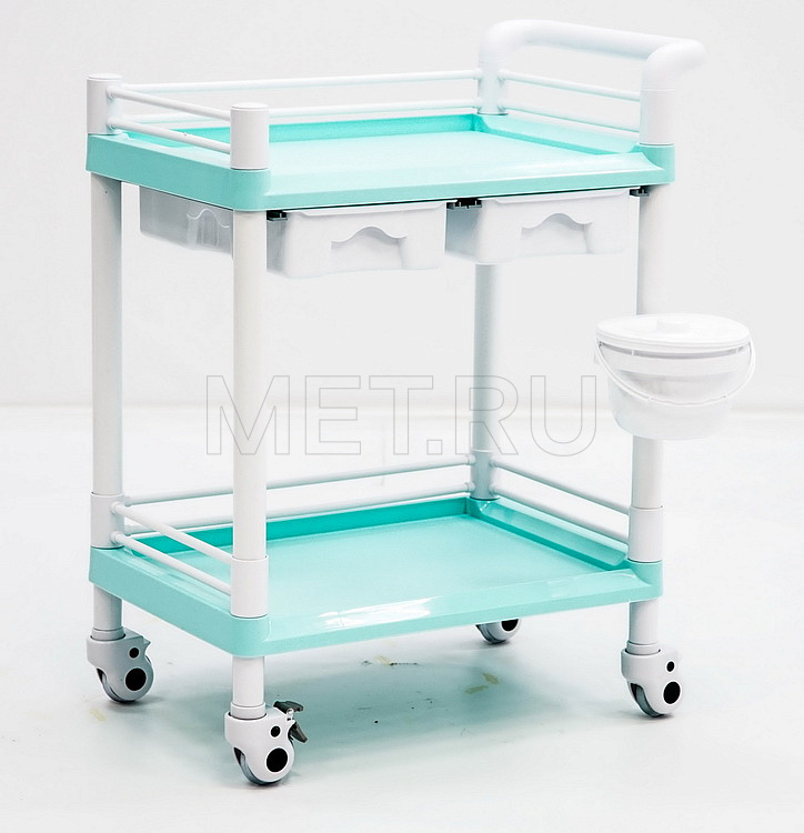 МЕТ SPY-120 (цвет "Морская волна") Пластиковый манипуляционный стол с двумя полками и двумя ящиками от производителя