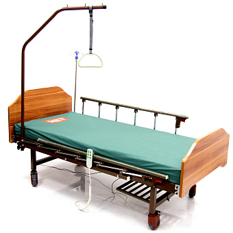 Кровать функциональная медицинская коричневая, спинки светлокоричневые