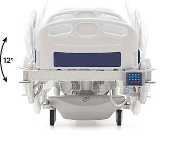 Реанимационная кровать с телескопическими колоннами и латеральным наклоном.