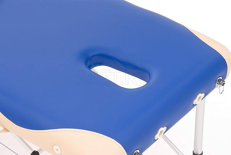 JF AL01А Стол массажный переносной двухсекционный алюминиевый, синий с бежевой волной
