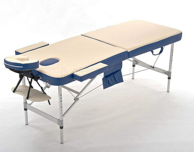JF AL01А Стол массажный переносной алюм. крем-син/мк MET