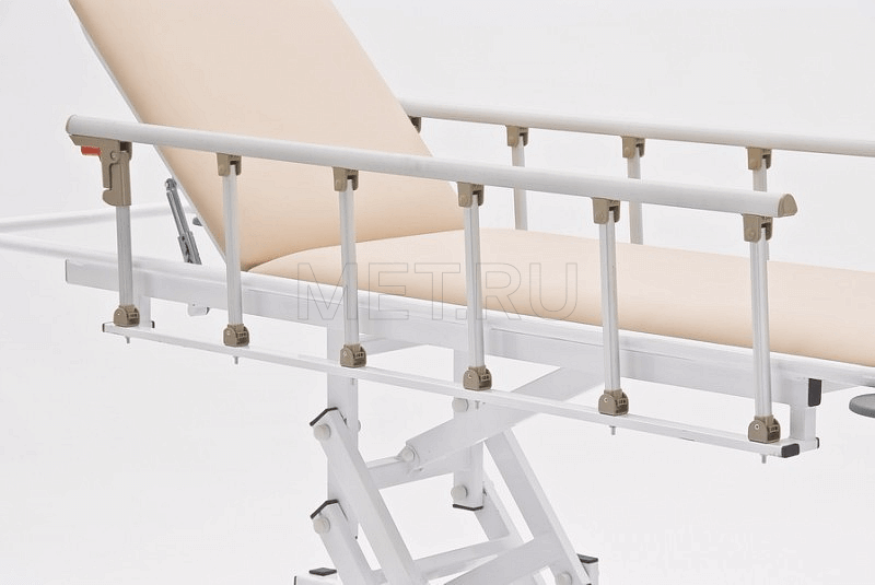 КСМ   (бежевая) Тележка для перевозки больных  с гидроприводом, рентгенопрозрачная головная секция