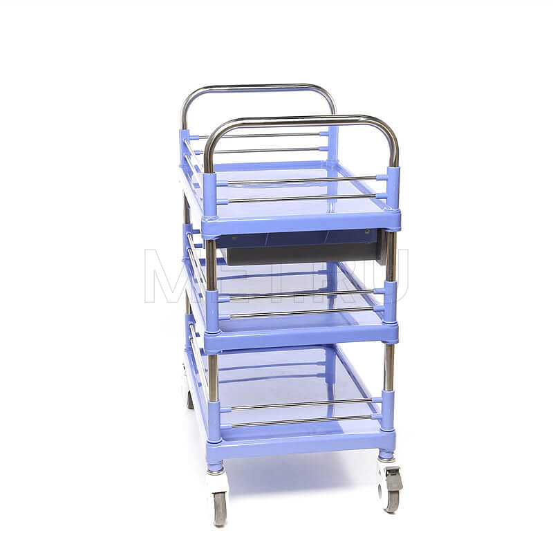 МЕТ SIY-150 Стол манипуляционный медицинский с выдвижным ящиком, трехполочный МЕТ